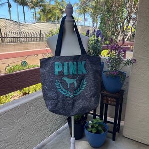 Victoria's Secret PINK Gray and Teal Tote Bag